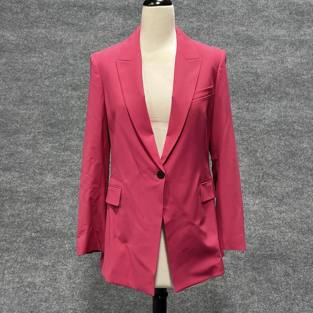 Theory Blazer Womens 8 Pink Watermelon Etiennette B Traceable Wool Longline